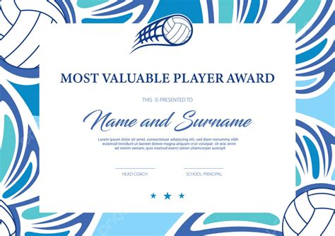 Certificate For Volleyball Most Valuable Player Award Template Download