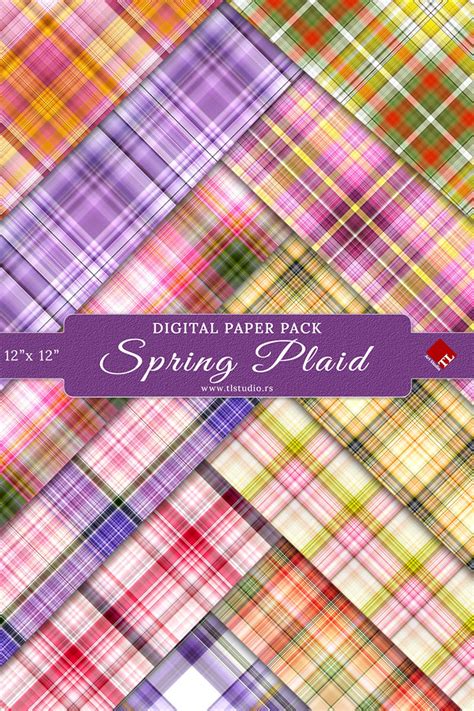 Spring Plaid Digital Paper Pack Commercial Use Easter Plaid Etsy