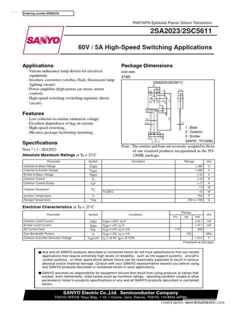Datasheet c5611 Transistor | Bipolar Junction Transistor | Electromagnetism