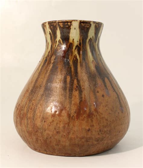 Joseph TALBOT XXe à La Borne Cher Vase en grès émaillé à fond brun