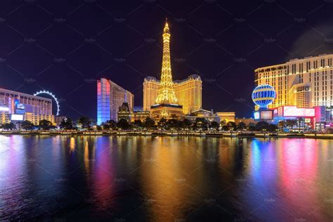 Las Vegas Strip Skyline At Night By Lucky Photographer On Creativemarket