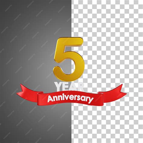 5 Años Feliz Aniversario Número 3d Ilustración Archivo Psd Premium