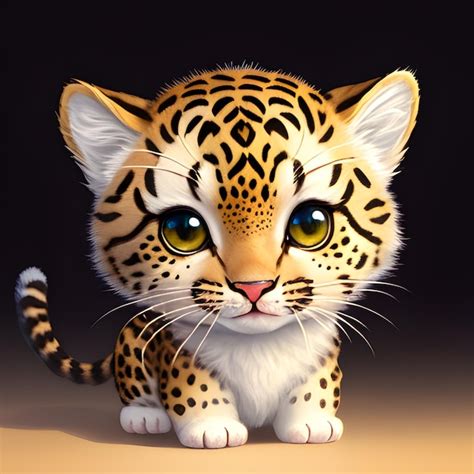 Una linda ilustración de un cachorro de leopardo chibi Foto Premium