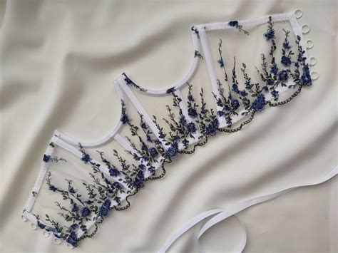 Cupless Corset Underbust Corset With Embroidered Flowers Etsy UK