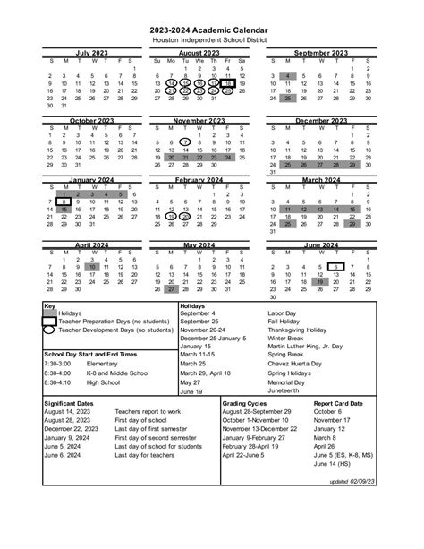 Houston Independent School District Calendar 2023-2024 PDF