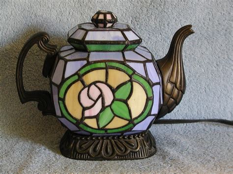 Accent Lamp Stained Glass Teapot Nightlight Etsy