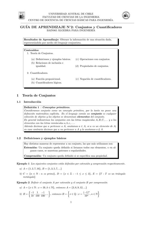 Solution Guia De Aprendizaje Conjuntos Y Cuantificadores Studypool