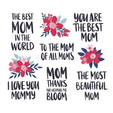 Mother S Day Holiday Set I Love You Mom Greeting Card Hand Drawn