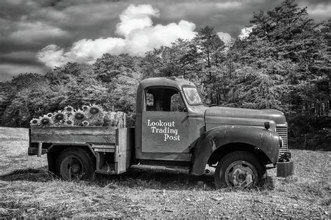 Old Truck On The Farm Black And White Photograph By Debra And Dave