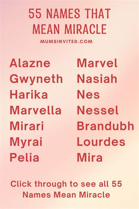 55 Names That Mean Miracle For Girls And Boys Mums Invited