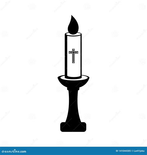 Paschal Candle With Dim Light Effect For Easter Vigil Vector