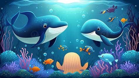 Cartoon Underwater Background, Fish, Plant, Sea Background Image And ...