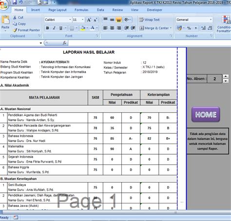 Aplikasi Excell Raport Smk Kurikulum Revisi Berbagi Info