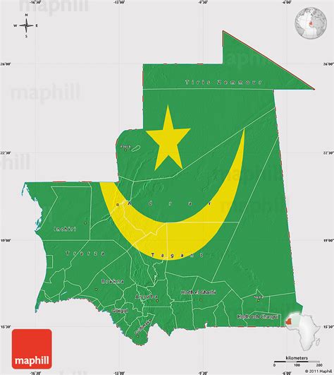 Flag Map of Mauritania