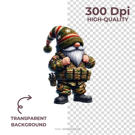 Army Gnomes Png Sublimation Design Watercolor Gnomes Clipart Clipart