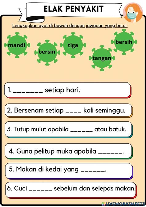 Elak Penyakit Activity Live Worksheets