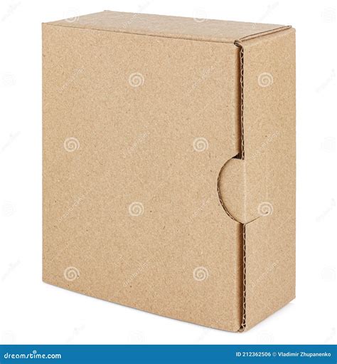 Vertical Standing Flat Square Brown Cardboard Box Isolated On White