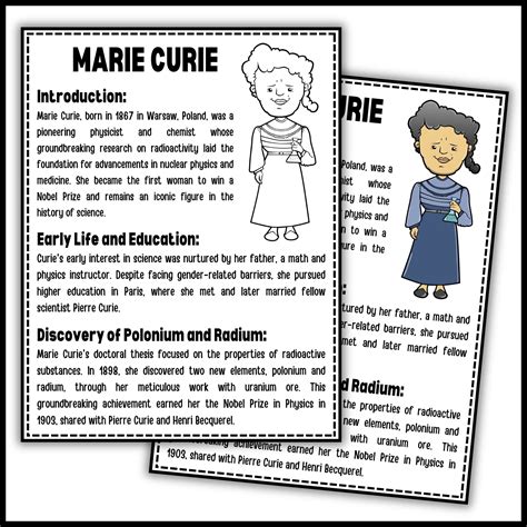 Marie Curie Reading Comprehension Passage Passage Women History Month