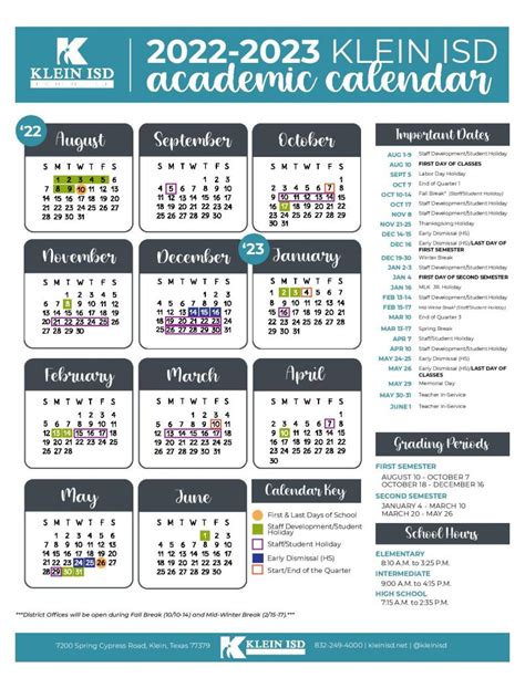 Klein ISD School Calendar with Holidays 2023-2024 [PDF]