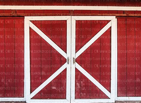 Red And White Barn Door Photography Backdrop Country Double Etsy