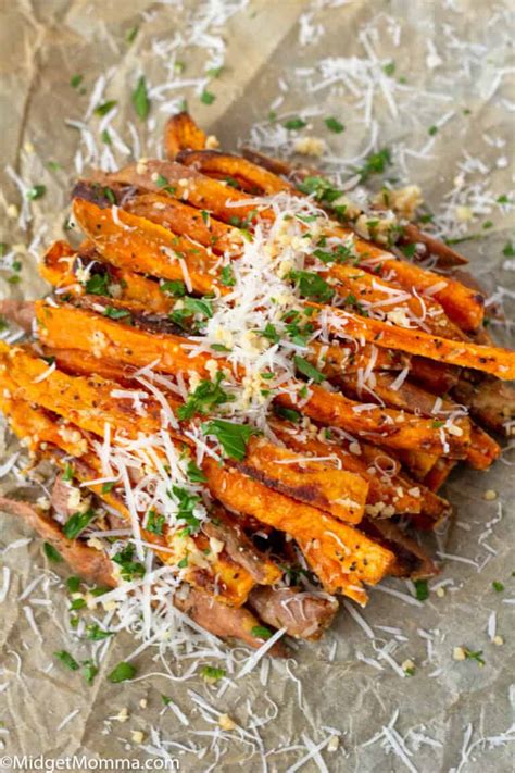 Parmesan Garlic Sweet Potato Fries Recipe • Midgetmomma