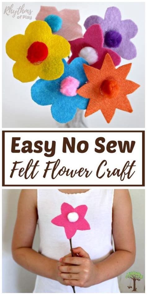 Felt Flowers No Sew Craft Felt Flowers Diy Felt Crafts Flowers Felt