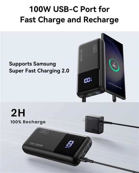 INIU Power Bank 25000mAh 100W USB C Laptop Portable Charger PD QC