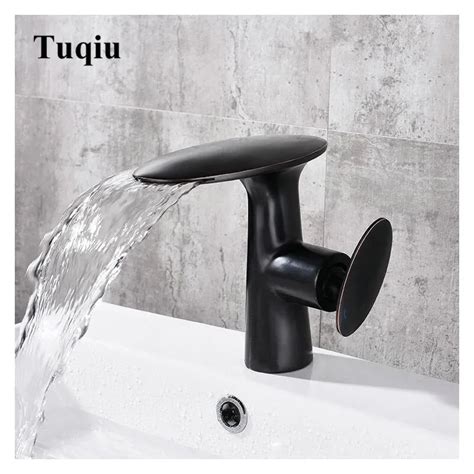 Bathroom Lavatory Basin Faucet Brass Single Lever Orb Finished Hot And Cold Sink Mixer Waterfall