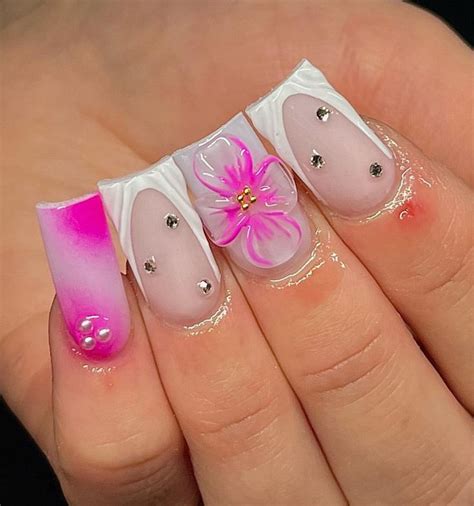 Pin By Y🫧 On Nail Ish In 2024 Short Acrylic Nails Designs 3d Flower