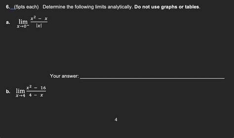 Solved Limx→0−∣x∣x2−x Limx→44−xx2−16