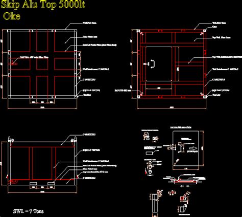 Ocean Container Skip Aluminum 5000 Litres DWG Block for AutoCAD ...