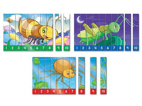 Sequencing Numbers 1 10 Puzzles Set Of 3 Building For Kids Pattern