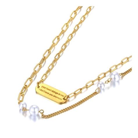 Chaine De Cou Vendue Seule Q Ij Acier Inoxydable Double Couche Collier