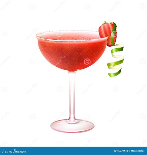 Strawberry Daiquiri Cocktail Realistic Stock Vector Illustration Of