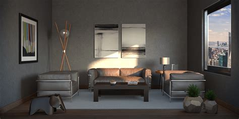 Brown and gray living room on Behance