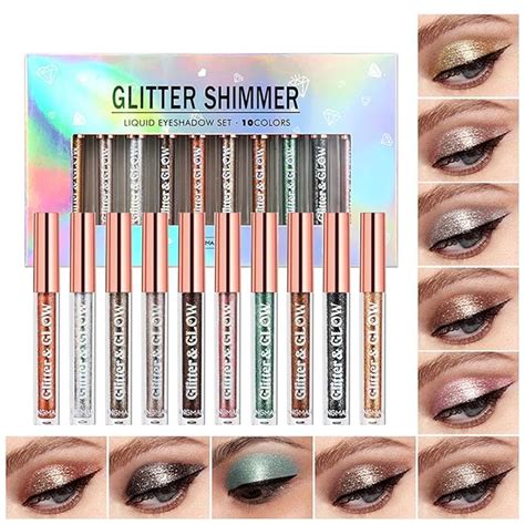 Amazon BestLand Colors Liquid Glitter Eyeshadow Set Metallic Glitter Shimmer Naked