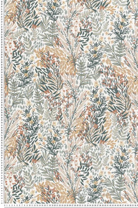 Papier Peint Jardin Fleuri Vert Et Orange Jardin D Eden De Lut Ce