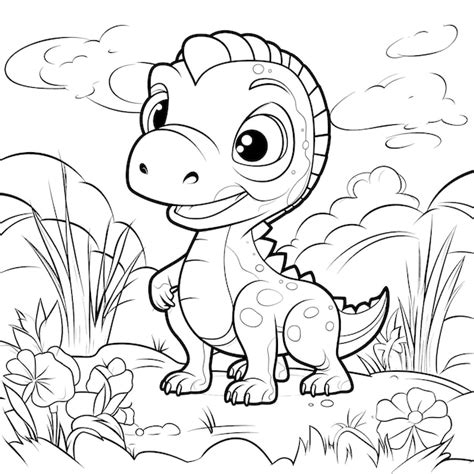 Páginas para colorir de desenhos animados de dinossauros fofos de bebê