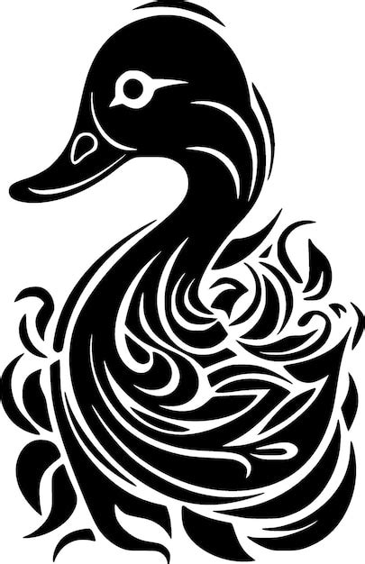 Premium Vector Duck Black And White Vector Illustration