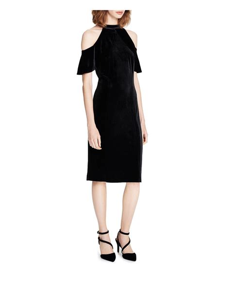 Lyst Calvin Klein Cold Shoulder Velvet Sheath Dress In Black