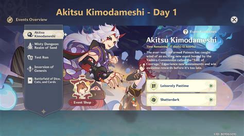 Genshin Impact Akitsu Kimodameshi Event Day Youtube