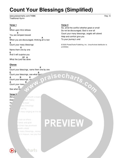 Count Your Blessings Simplified Chords Pdf Traditional Hymn