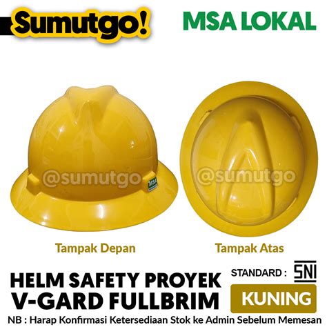 Jual Helm Safety Proyek Bulat Full Brim Warna Kuning Merek Msa Lokal