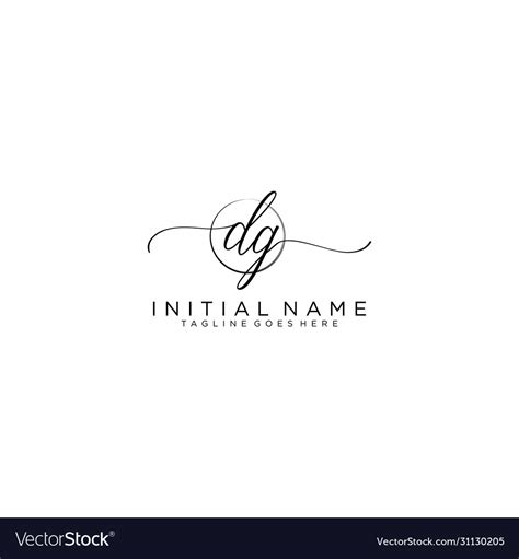 Dg Initial Handwriting Logo With Circle Template Vector Image