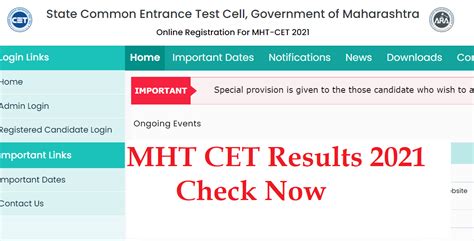 MHT CET Results 2021 Check Direct Links Mhtcet2021 Mahacet Org