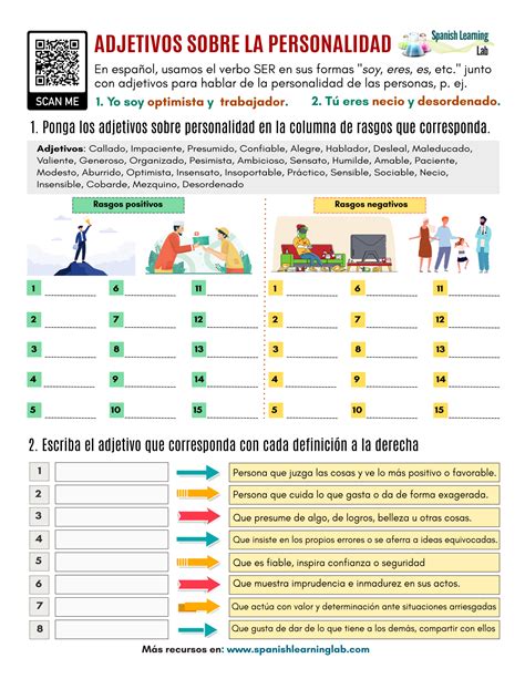 Adjetivos De Personalidad En Español Ejercicios En Pdf