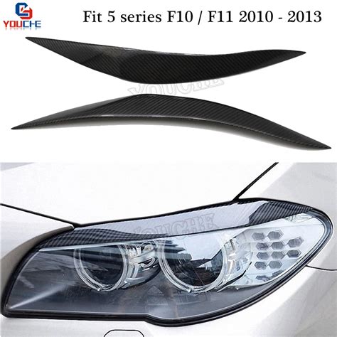 F10 M5 Carbon Fiber Headlight Eyelids Front Bumper Eyebrows Trim For