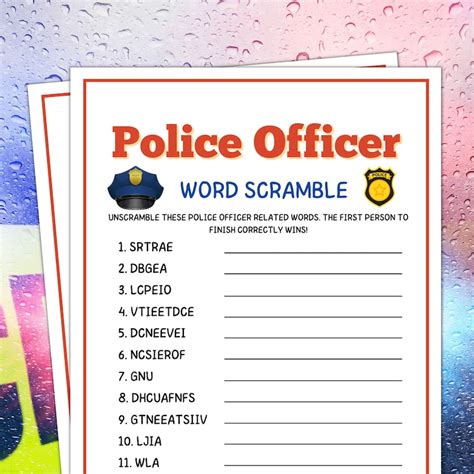 Police Officer Games, Police Word Scramble, Police Party Games, Police ...