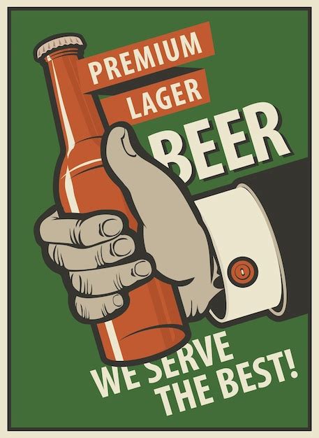 Premium Vector | Banner with bottle of beer in hand