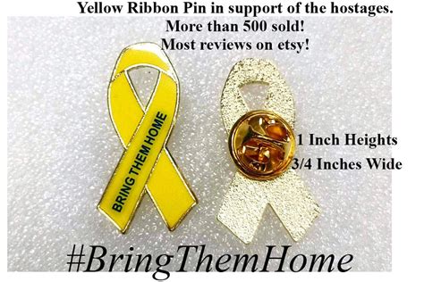 Bring Them Home Yellow Ribbon Israel Pin Bring Them Home Now Hostages